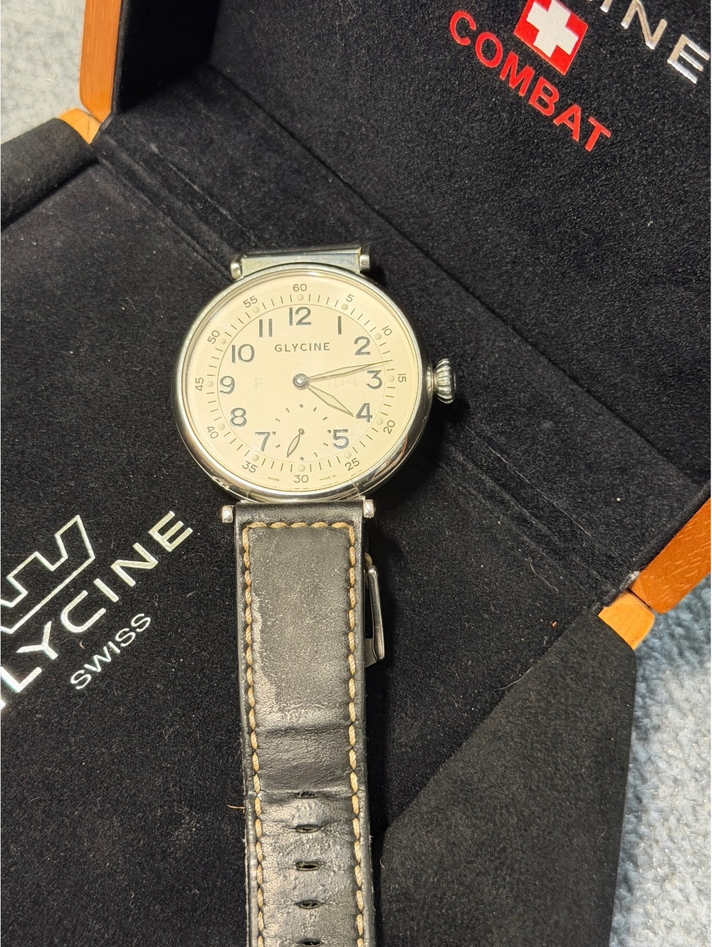 Glycine F104 Ref. 3814 52mm Manual-Wind Pilot Watch Unitas 6498 Running